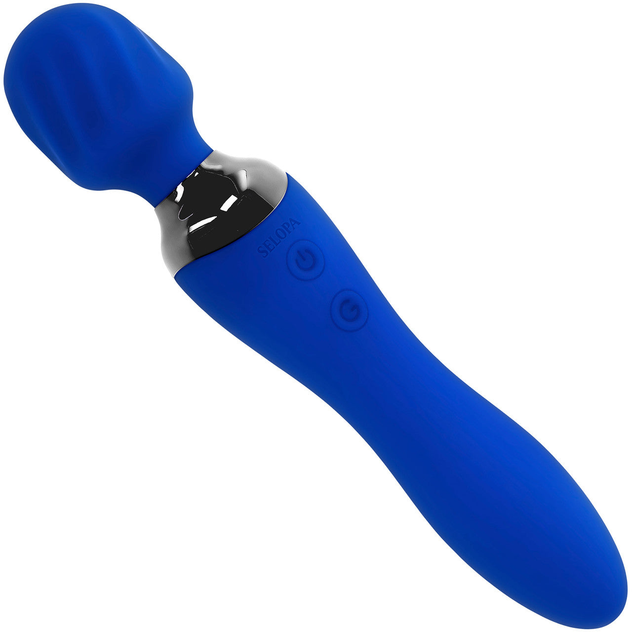 Selopa Blue Belle Rechargeable Silicone Dual End Wand Style Vibrator - Blue