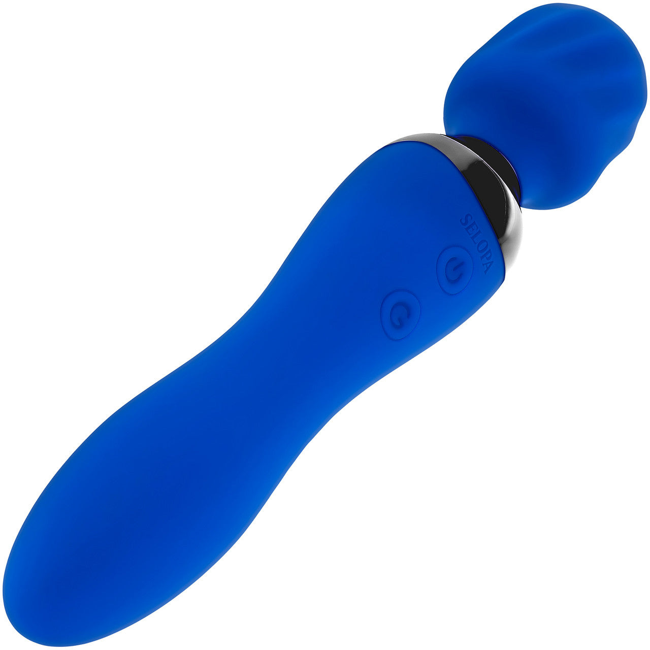 Selopa Blue Belle Rechargeable Silicone Dual End Wand Style Vibrator - Blue