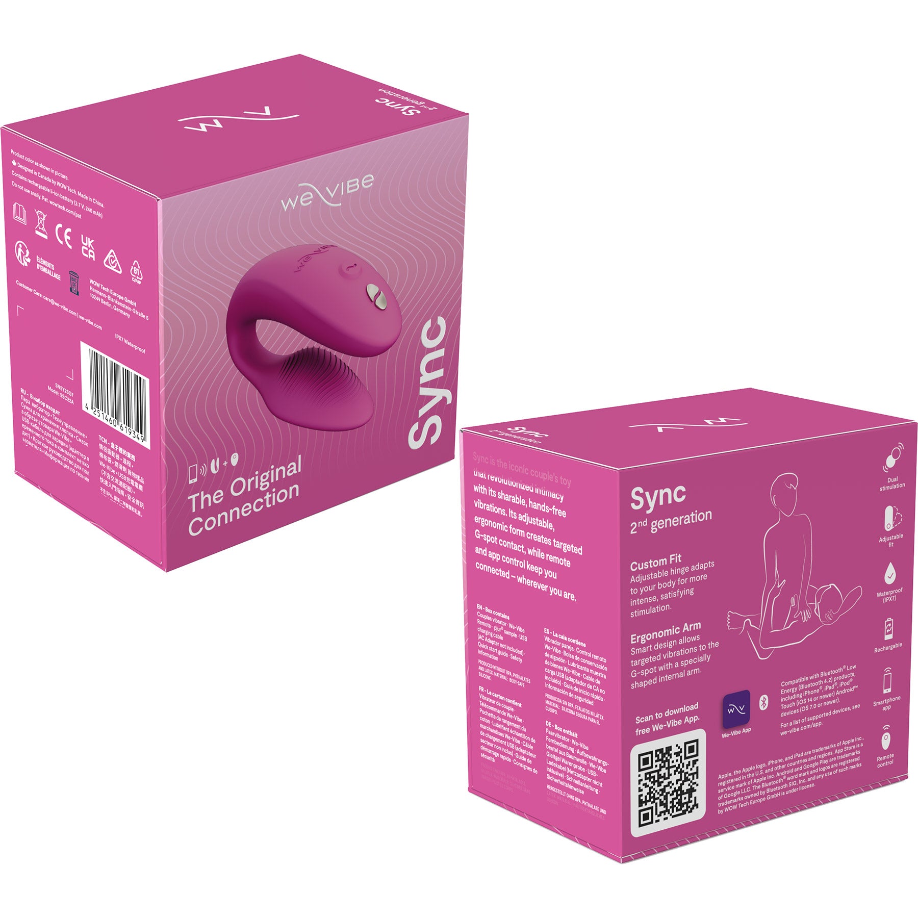 We-Vibe Sync 2nd Generation App Enabled Couples Vibrator With Remote - Rose