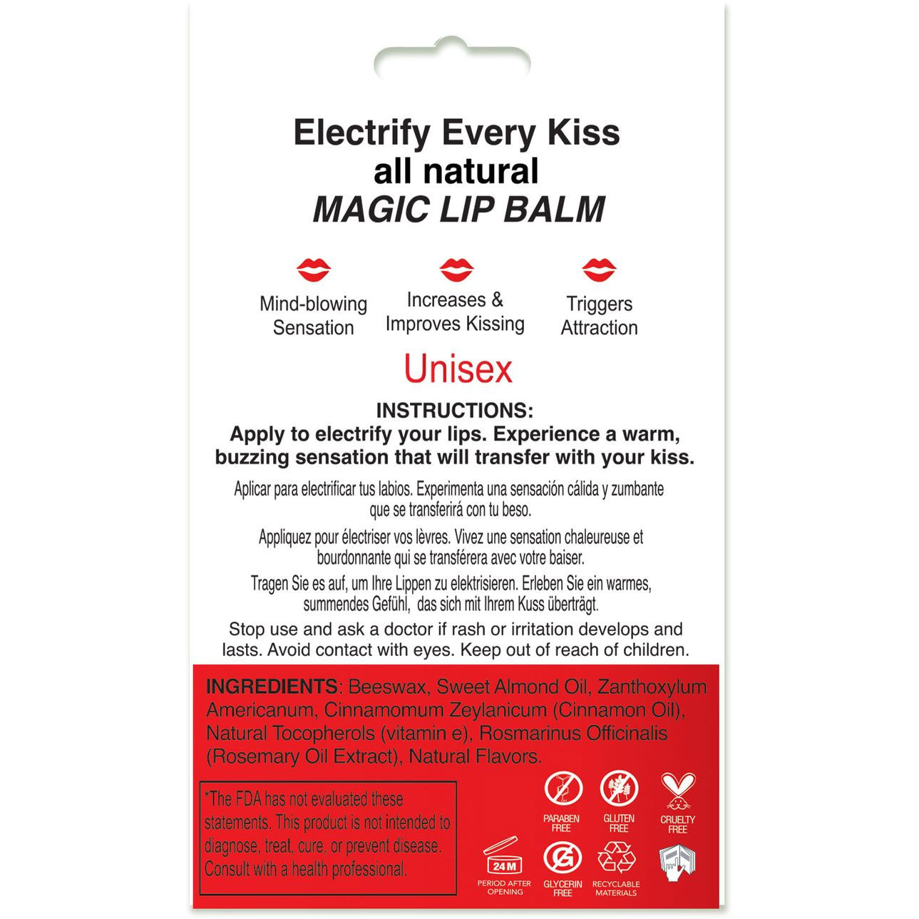 X On The Lips Buzzing Lip Balm With Pheromones By Sensuva 0.15 oz - Sizzling Strawberry