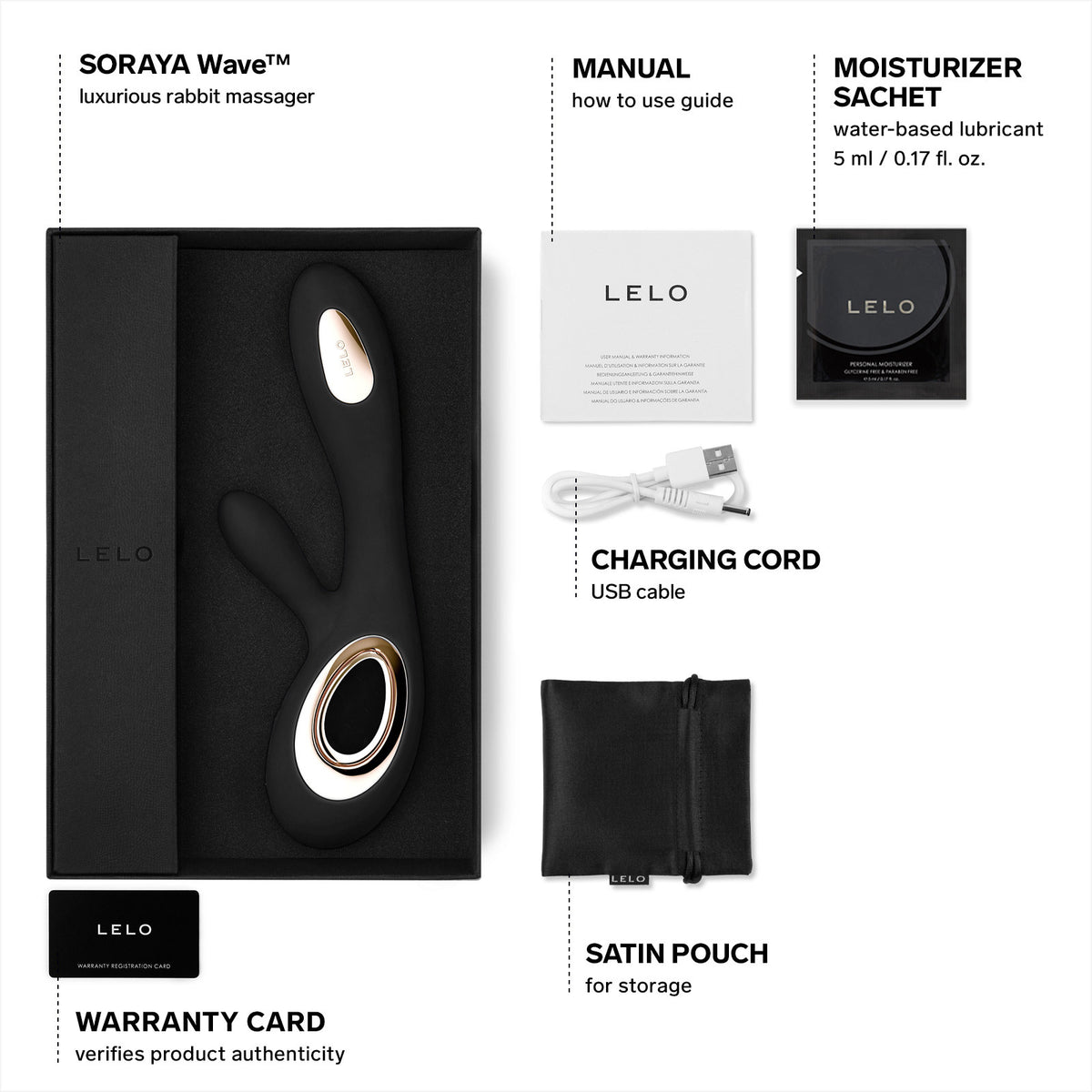 LELO SORAYA Wave™ Rechargeable Silicone Dual Stimulation G-Spot Vibrator - Black