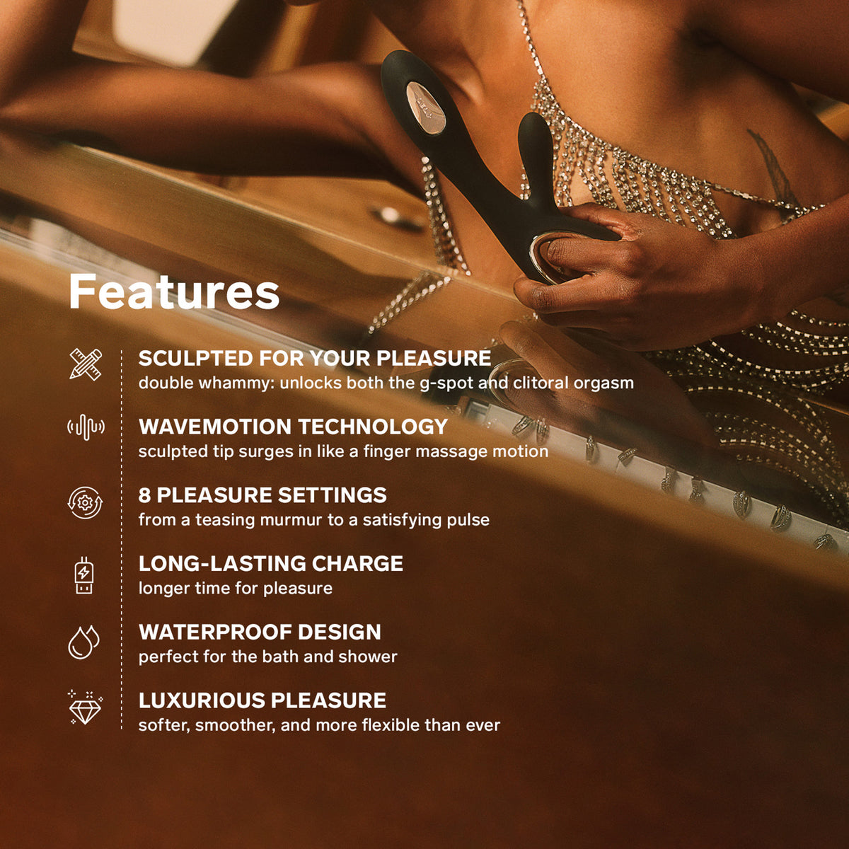 LELO SORAYA Wave™ Rechargeable Silicone Dual Stimulation G-Spot Vibrator - Features