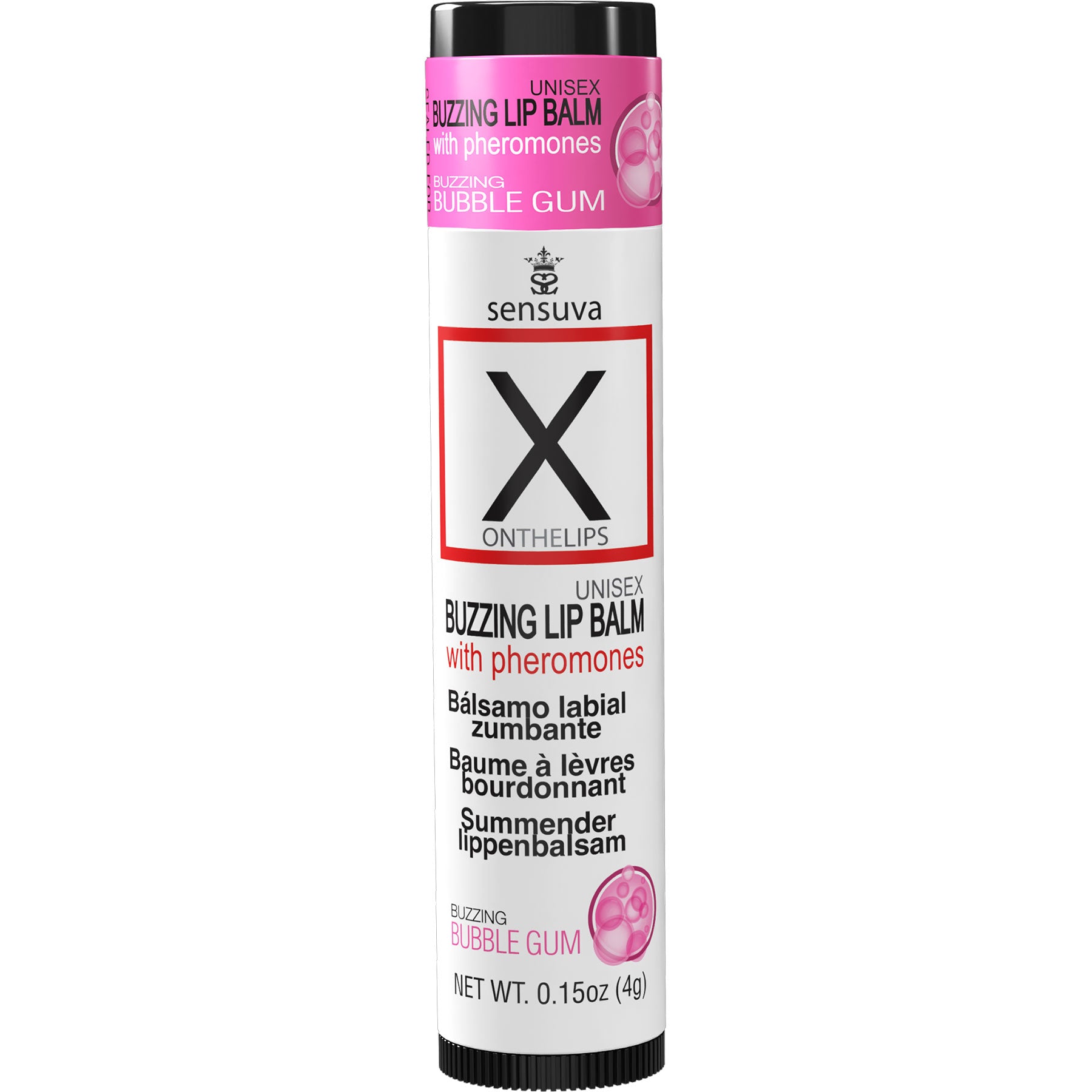 X On The Lips Buzzing Lip Balm With Pheromones By Sensuva 0.15 oz - Buzzing Bubble Gum