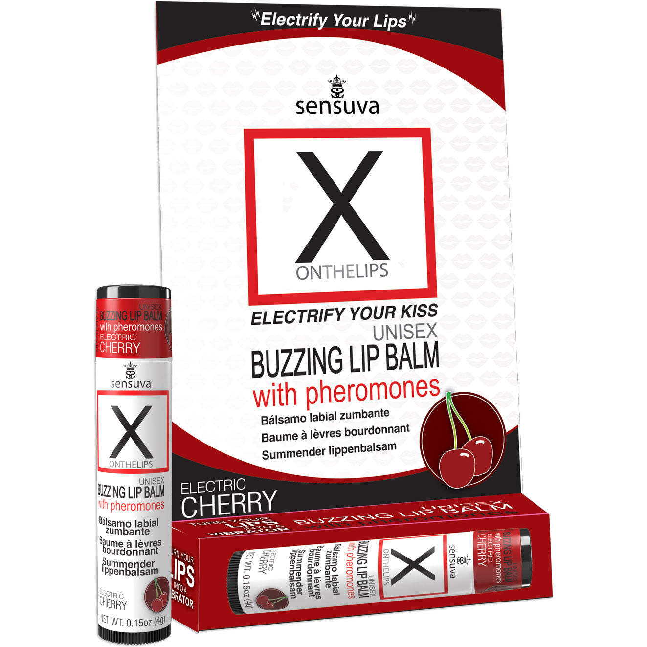 X On The Lips Buzzing Lip Balm With Pheromones By Sensuva 0.15 oz - Electric Cherry