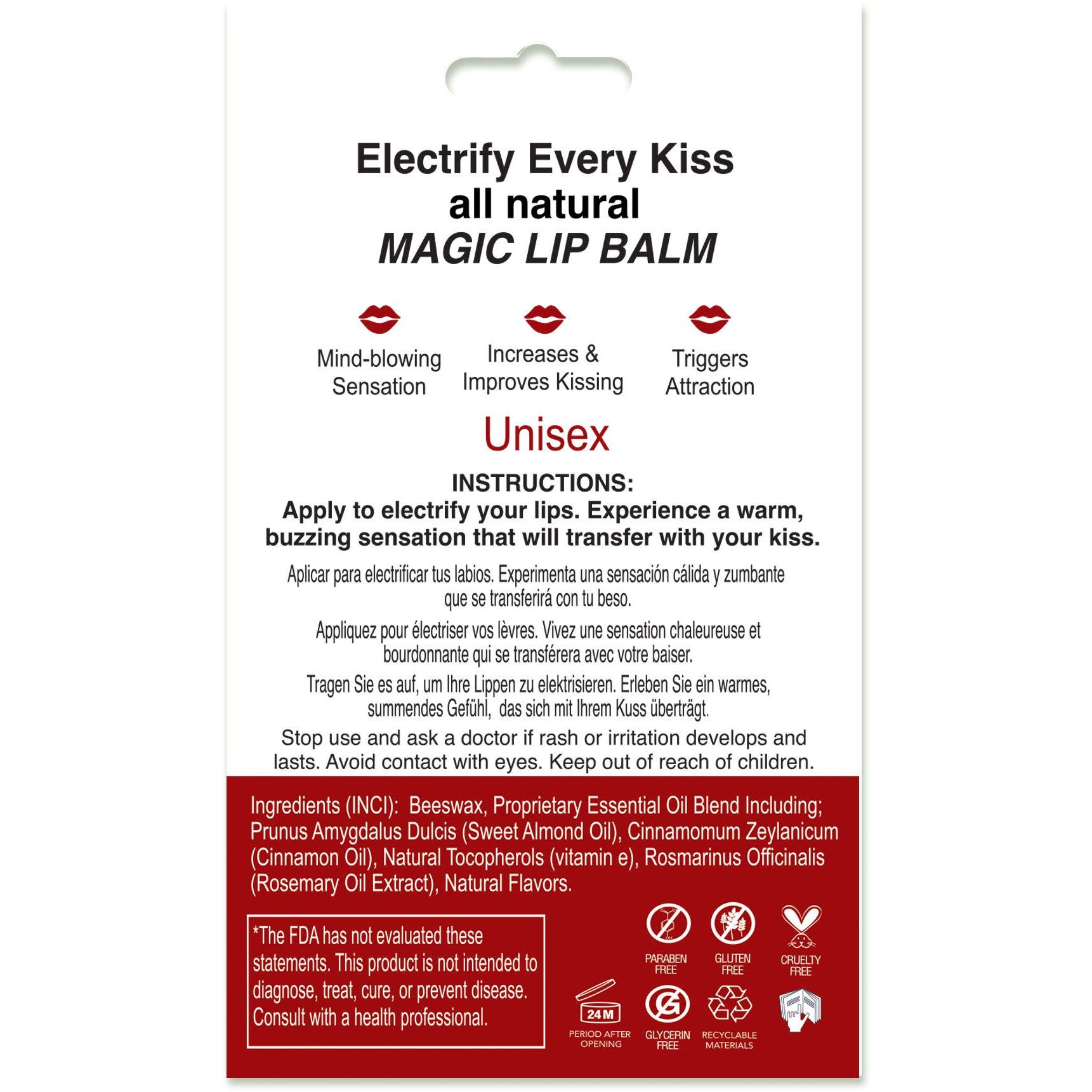 X On The Lips Buzzing Lip Balm With Pheromones By Sensuva 0.15 oz - Electric Cherry
