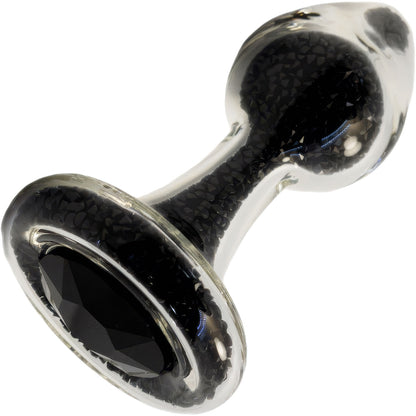 Sparkle Glass Butt Plug With Crystal Base By Crystal Delights - Black