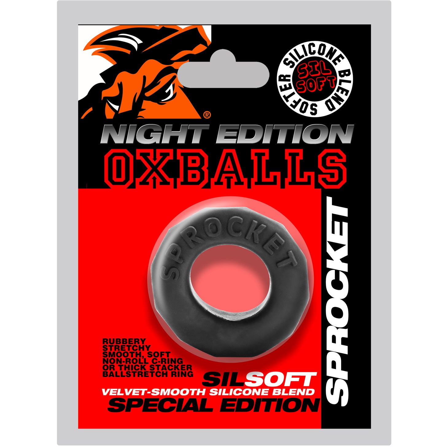 Oxballs Sprocket Super Stretchy Cock Ring - Night Edition