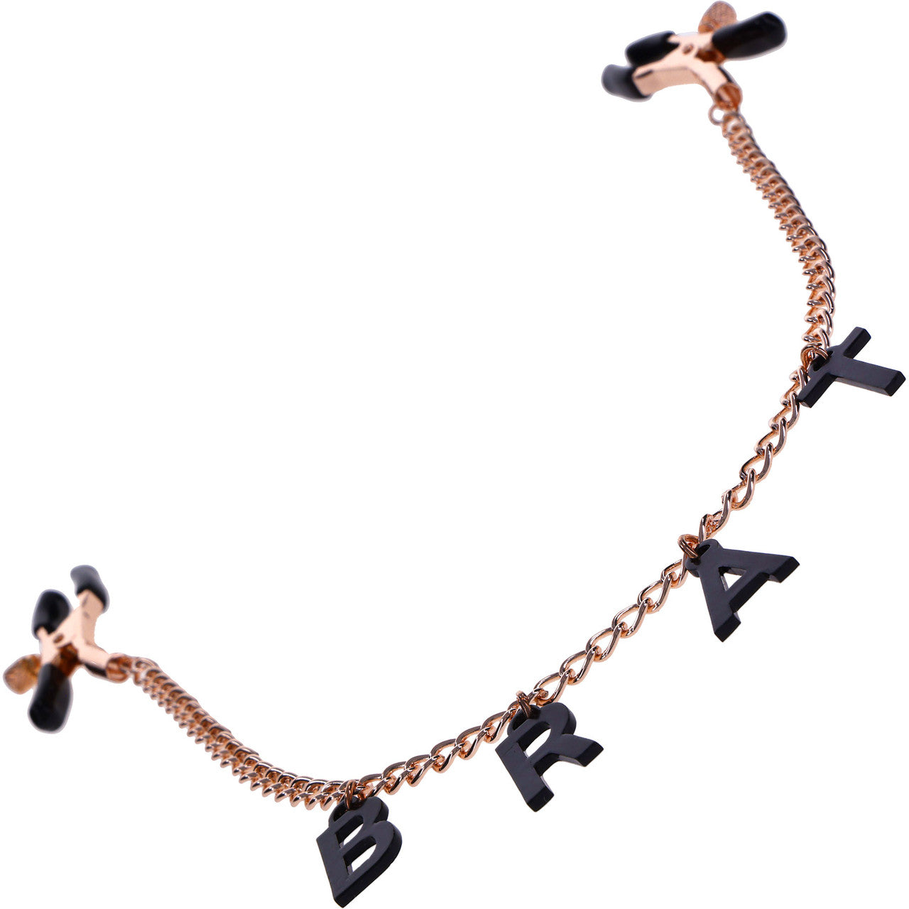 Sex & Mischief Brat Charmed Nipple Clamps By Sportsheets - Rose Gold & Black