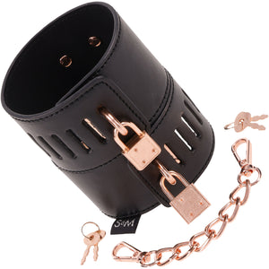 Sex & Mischief Brat Locking Cuffs Set By Sportsheets - Rose Gold & Black
