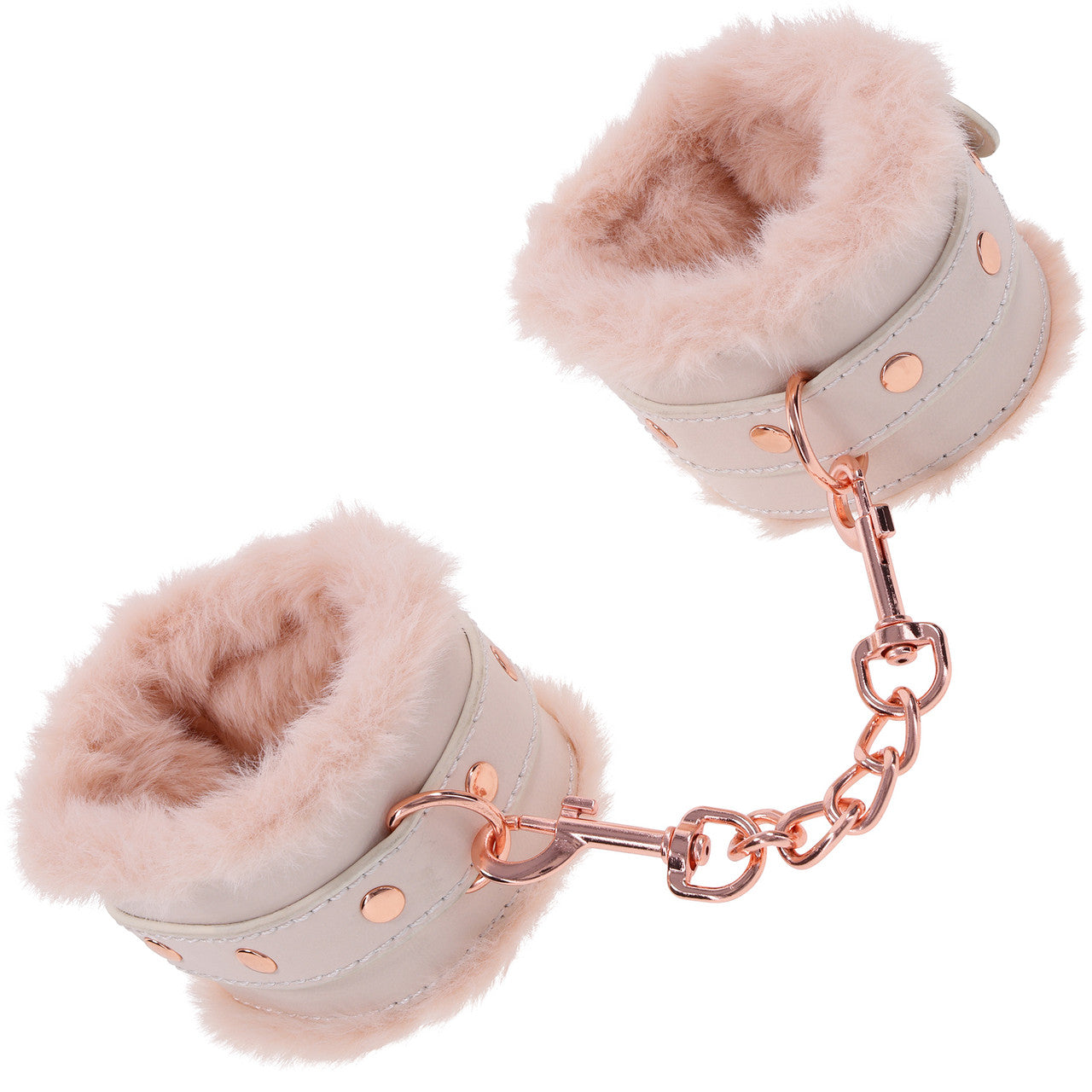 Sex & Mischief Peaches 'n CreaMe Fur Handcuffs By Sportsheets - Rose Gold & Peach