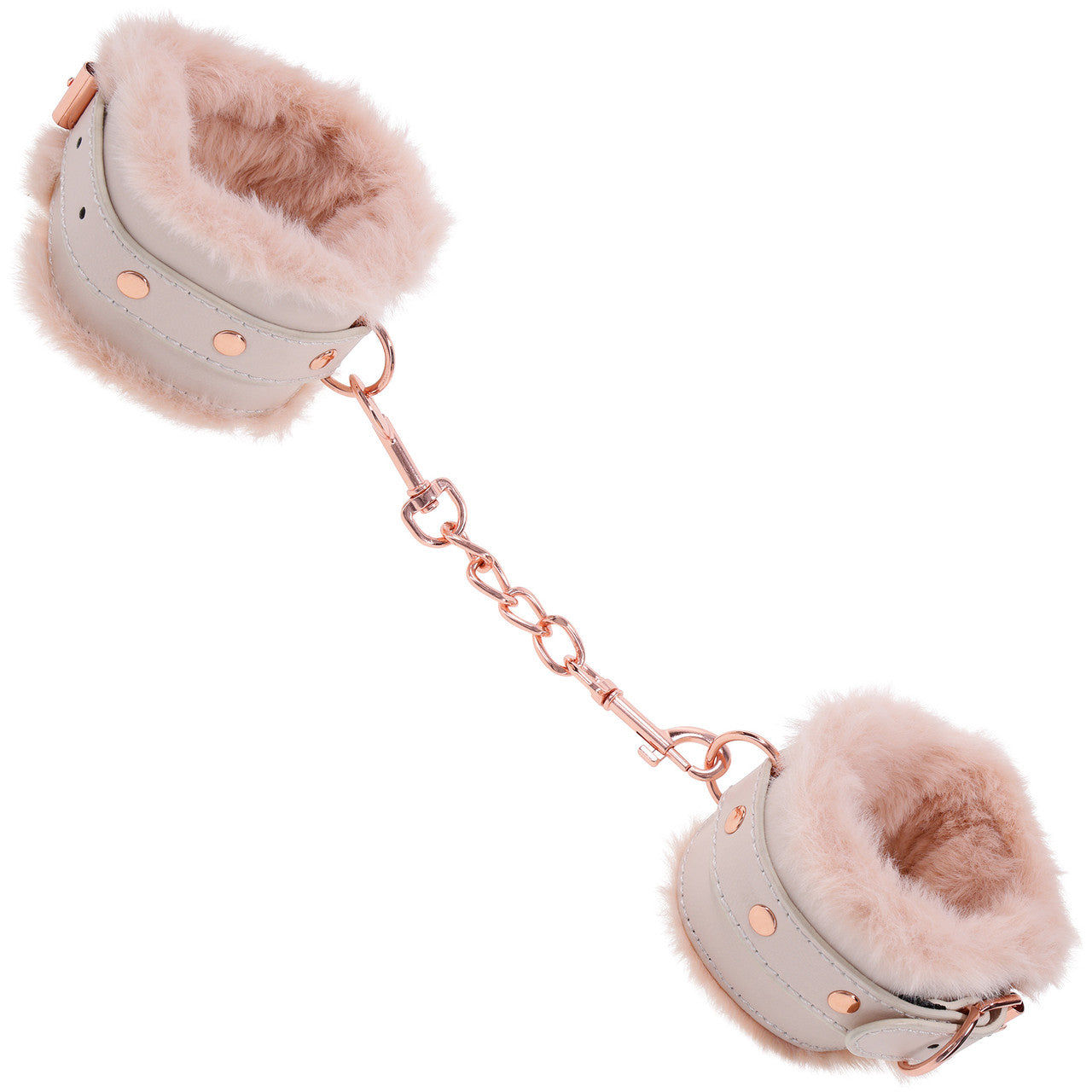 Sex & Mischief Peaches 'n CreaMe Fur Handcuffs By Sportsheets - Rose Gold & Peach