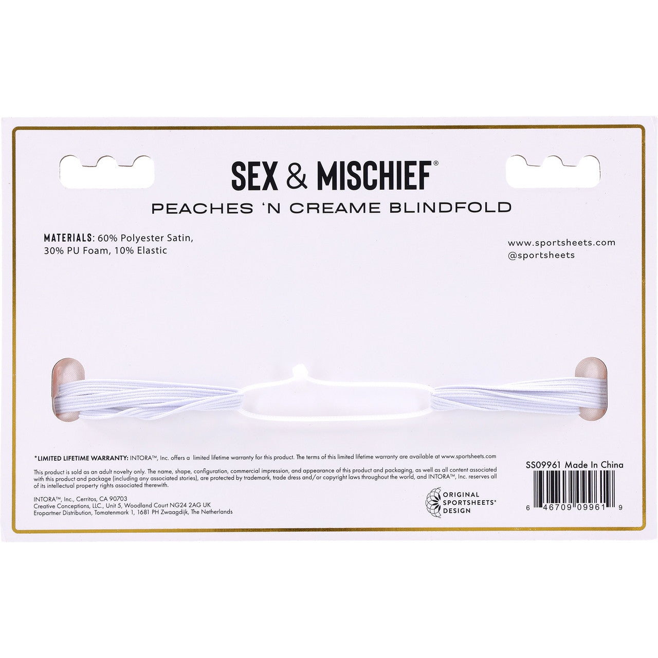 Sex & Mischief Peaches 'n CreaMe Blindfold By Sportsheets - Rose Gold & Peach