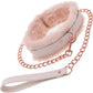 Sex & Mischief Peaches 'n CreaMe Fur Collar & Leash By Sportsheets - Rose Gold & Peach