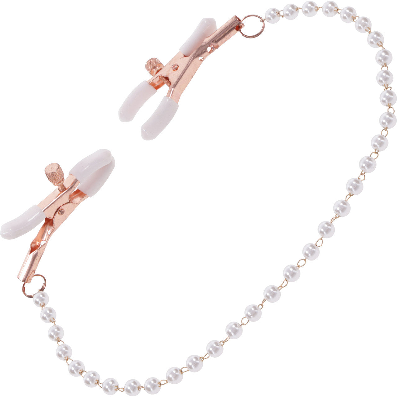 Sex & Mischief Peaches 'n CreaMe Pearl Nipple Clamps By Sportsheets - Rose Gold & White