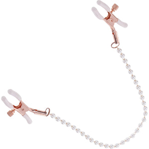 Sex & Mischief Peaches 'n CreaMe Pearl Nipple Clamps By Sportsheets - Rose Gold & White