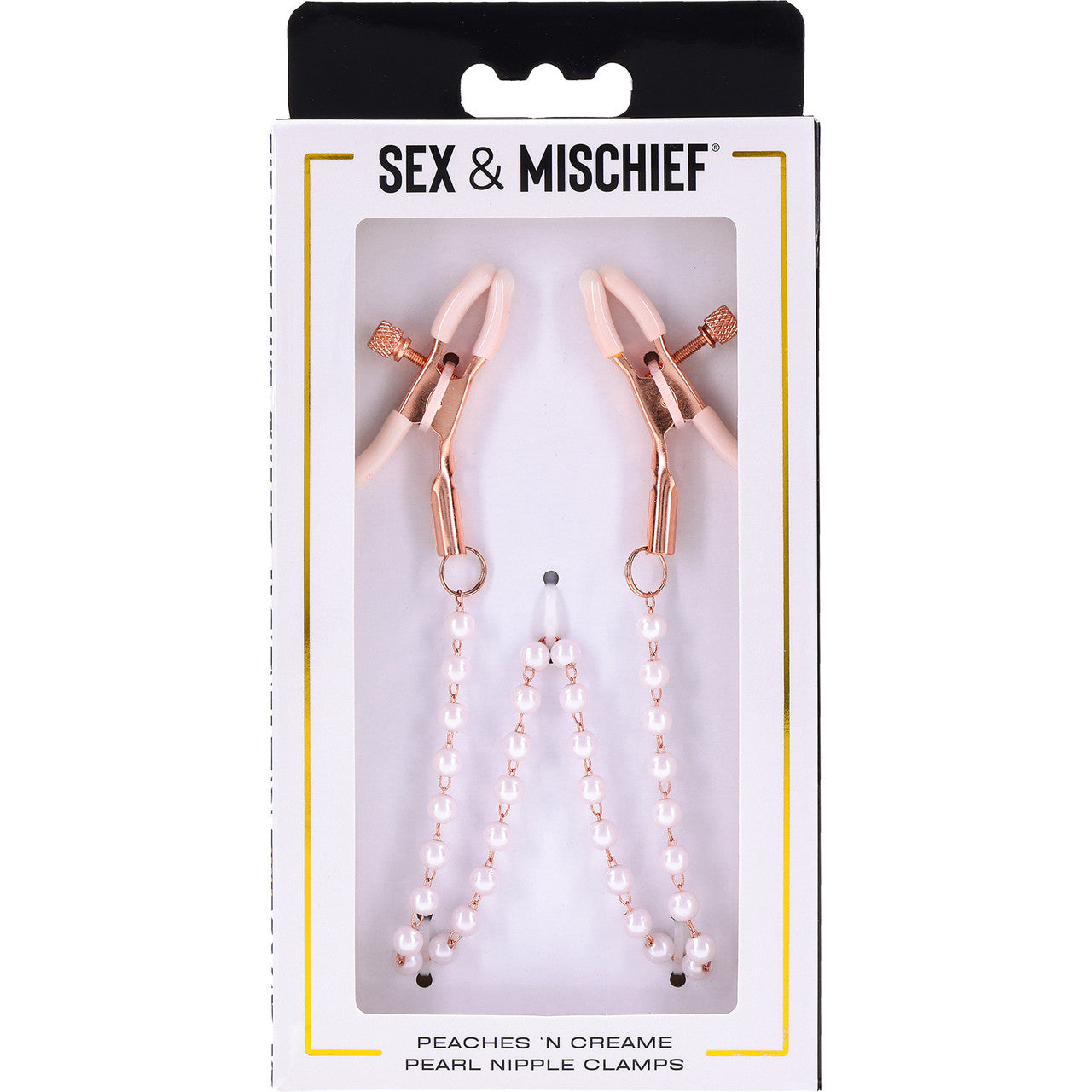 Sex & Mischief Peaches 'n CreaMe Pearl Nipple Clamps By Sportsheets - Rose Gold & White