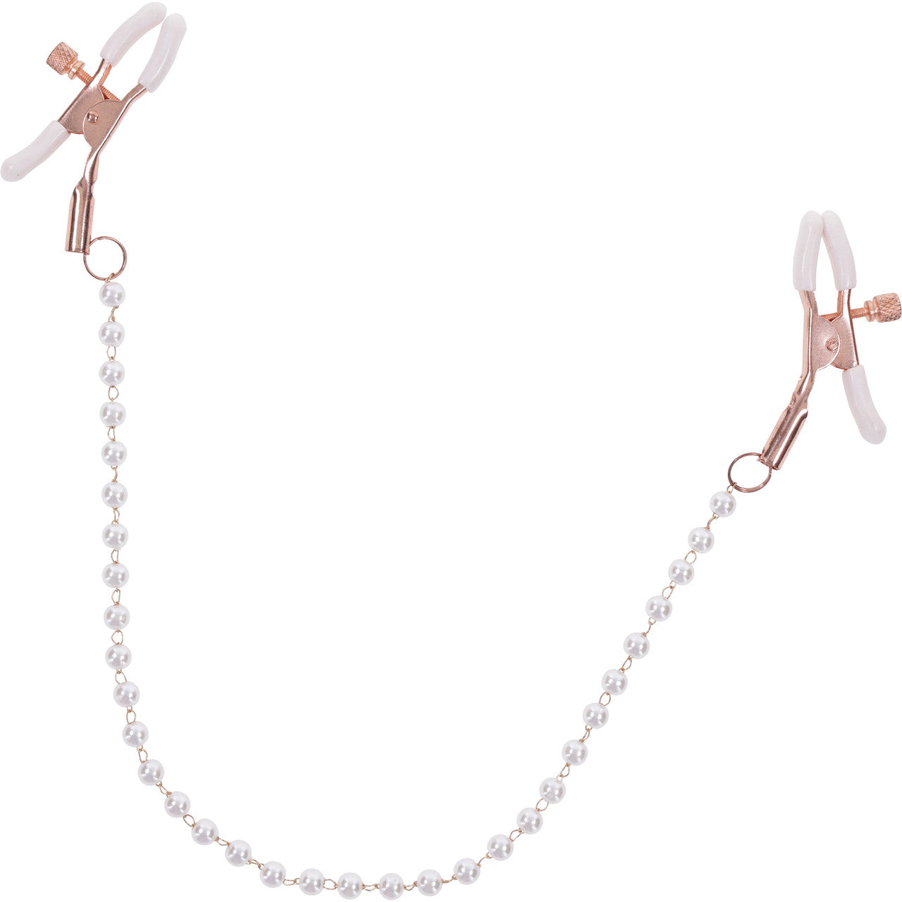 Sex & Mischief Peaches 'n CreaMe Pearl Nipple Clamps By Sportsheets - Rose Gold & White