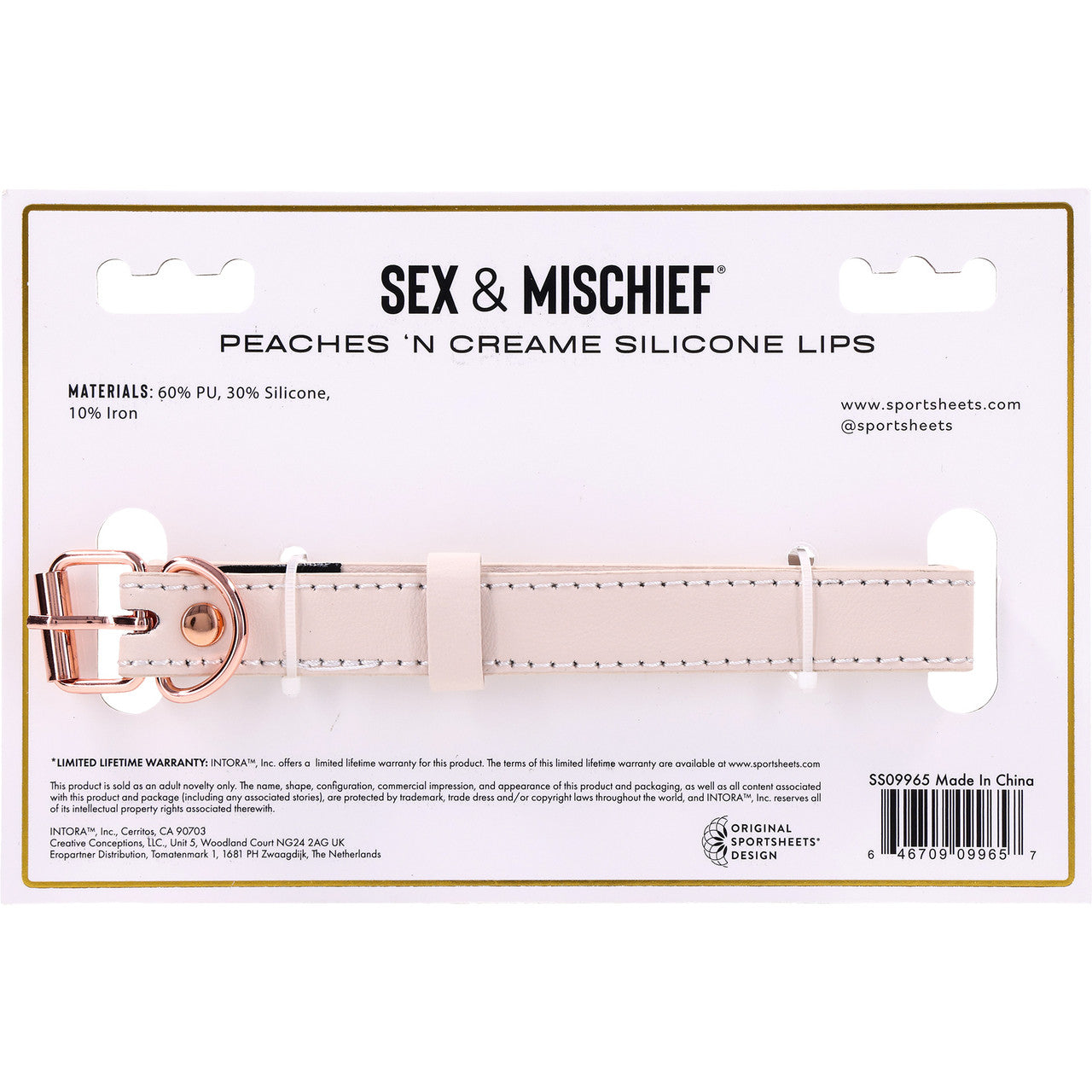 Sex & Mischief Peaches 'n CreaMe Silicone Lips Gag By Sportsheets - Rose Gold & Peach