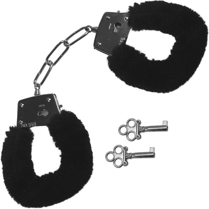 Sex & Mischief Furry Handcuffs By Sportsheets - Black