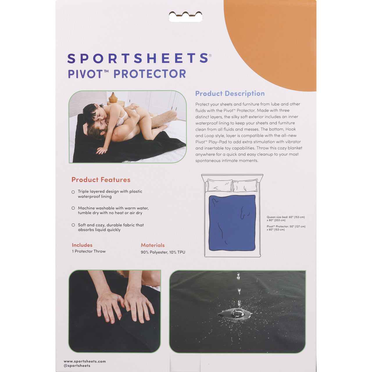 Pivot Protector Waterproof Sensual Blanket By Sportsheets - Black 50" x 60"