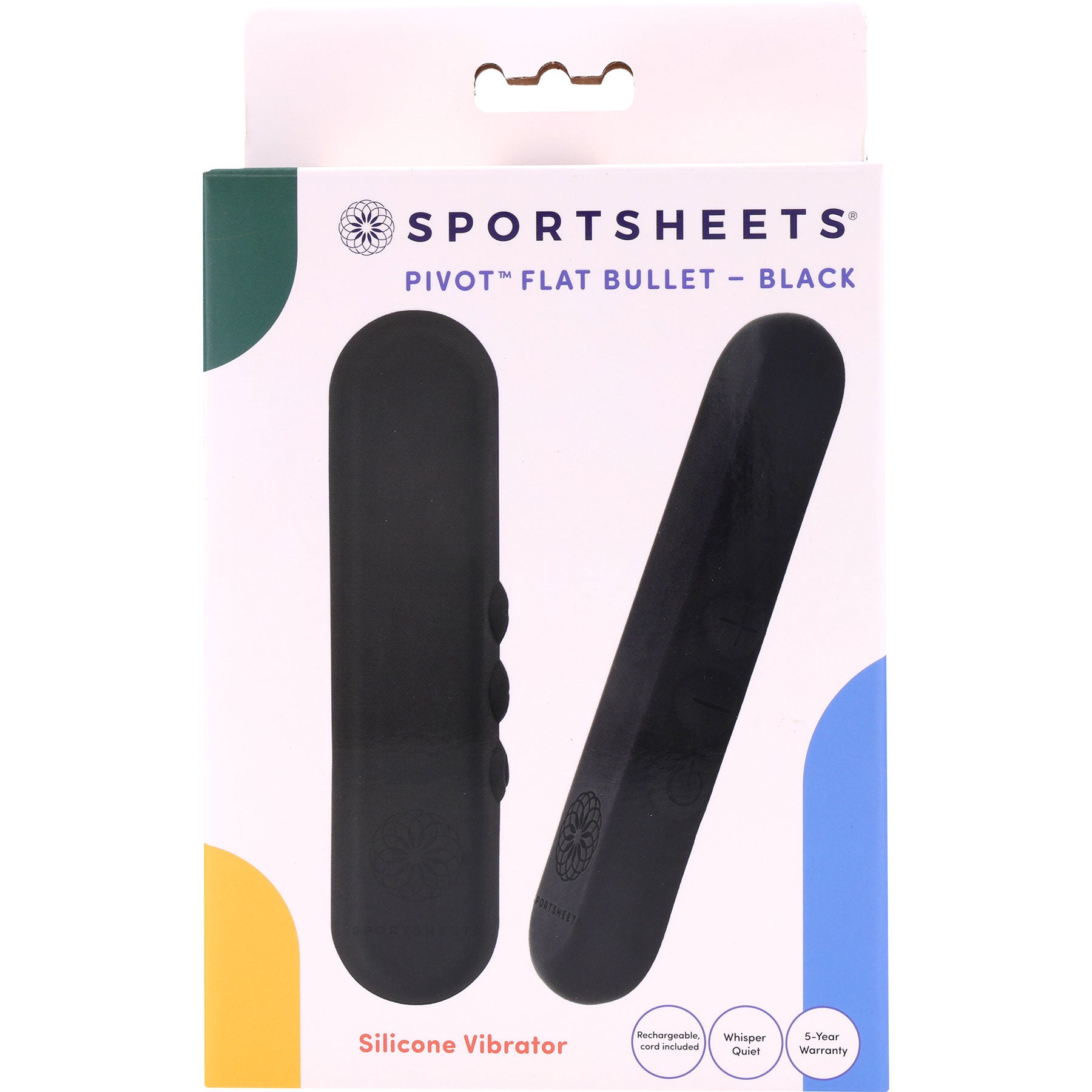 Pivot Flat Rechargeable Silicone Bullet By Sportsheets - Black