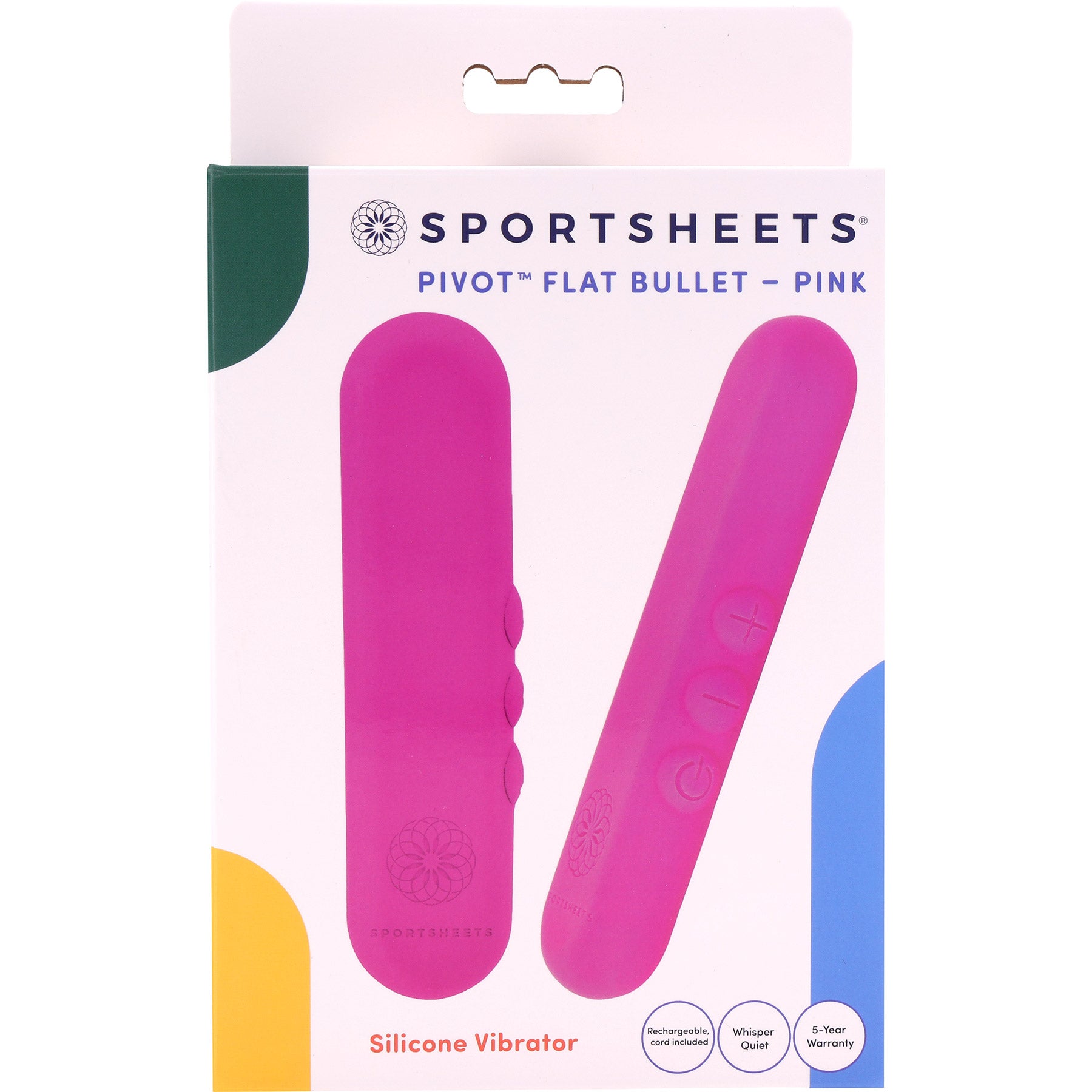 Pivot Flat Rechargeable Silicone Bullet By Sportsheets - Pink