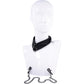 Black leather collar with chain on a white mannequin bust