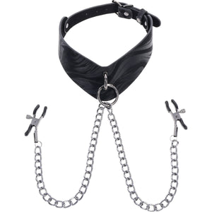 Velvet Noir Collar With Removable Nipple Clamps By Sportsheets
