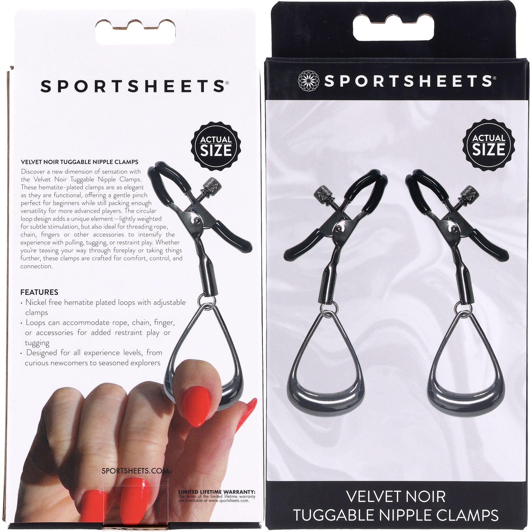 Velvet Noir Tuggable Nipple Clamps By Sportsheets