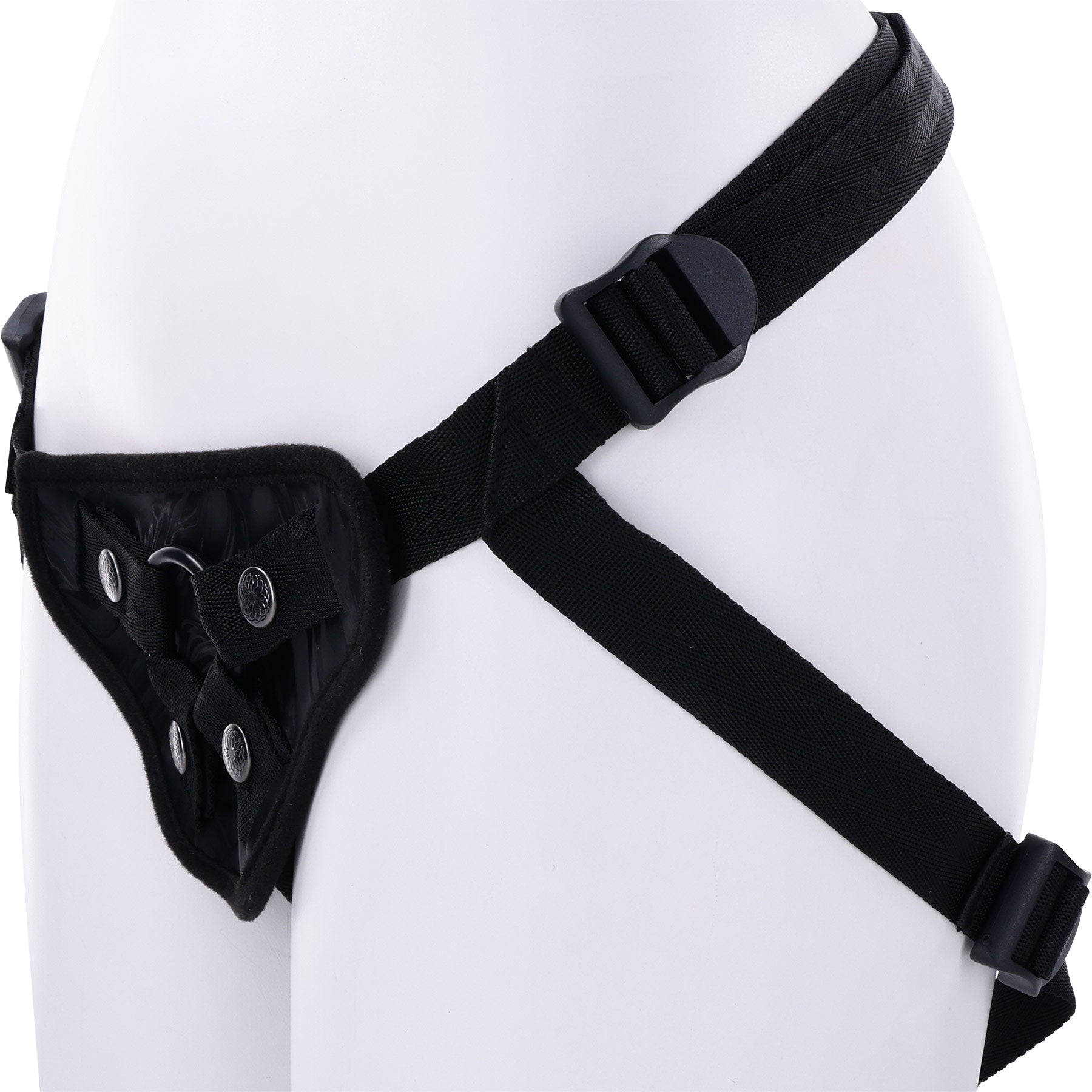 Velvet Noir Faux Leather Strap On Harness By Sportsheets