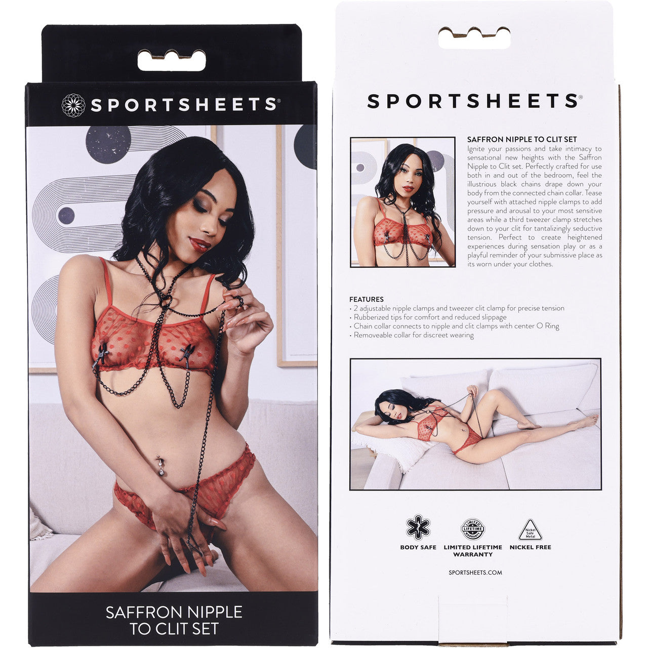 Saffron Nipple To Clit Clamp Set By Sportsheets Saffron Nipple To Clit Clamp Set By Sportsheets