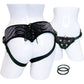 Vibrating Black Corsette Strap-On Harness by Sportsheets