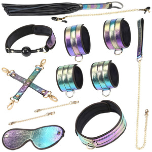 Vivid Rainbow Glossy Multicolor 8 Piece Soft Bondage Kit By Liebe Seele