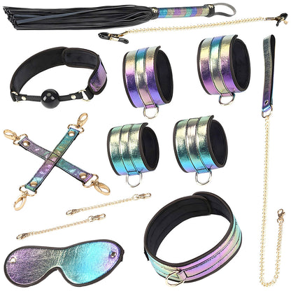 Vivid Rainbow Glossy Multicolor 8 Piece Soft Bondage Kit By Liebe Seele