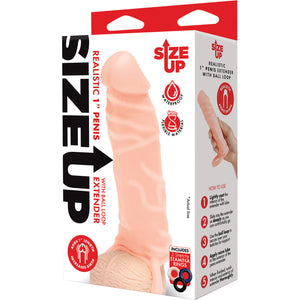 Size Up Silicone 1 Inch Realistic Penis Extender With Ball Loop - Vanilla