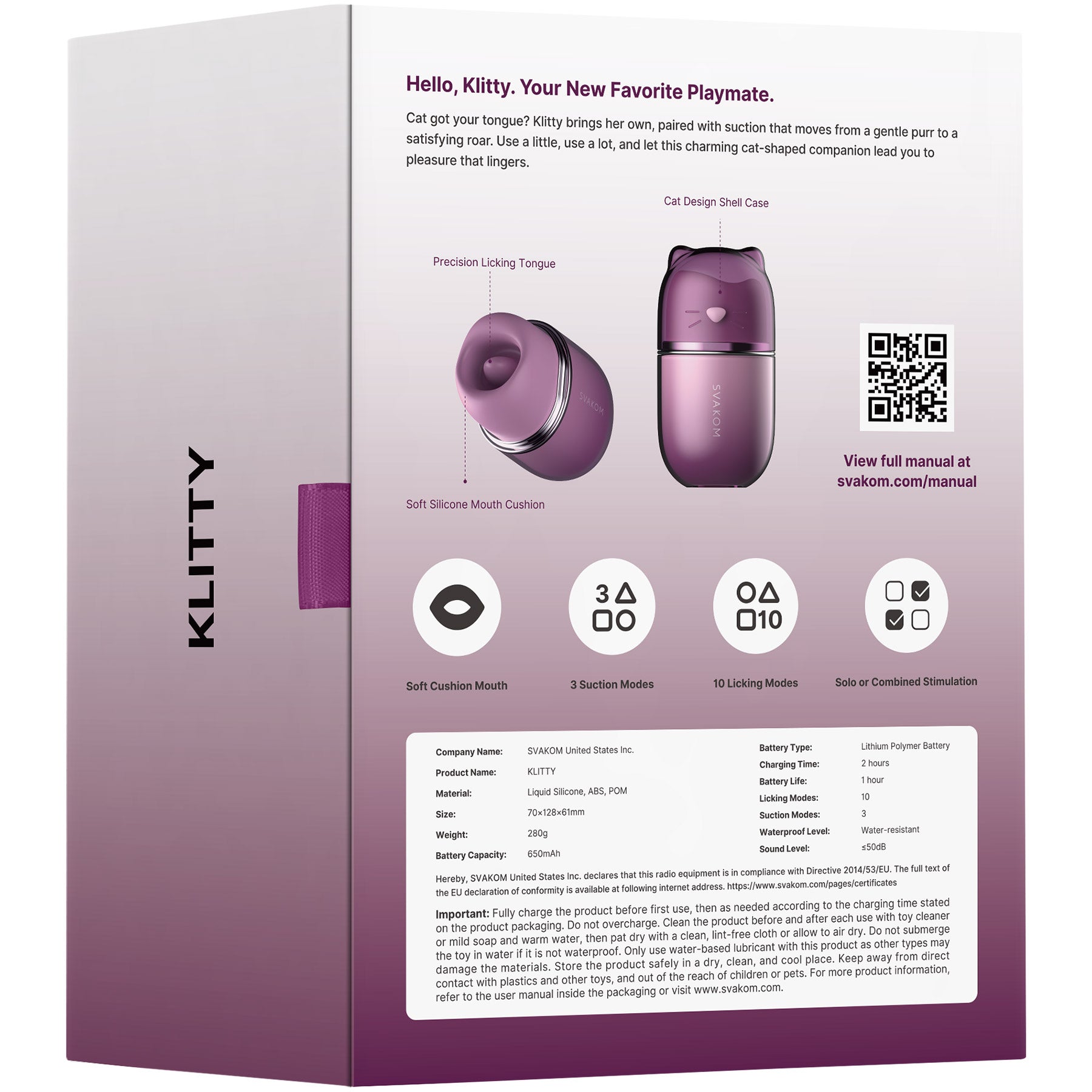 KLITTY Triple-Action Tongue Licking & Suction Vibrator By SVAKOM