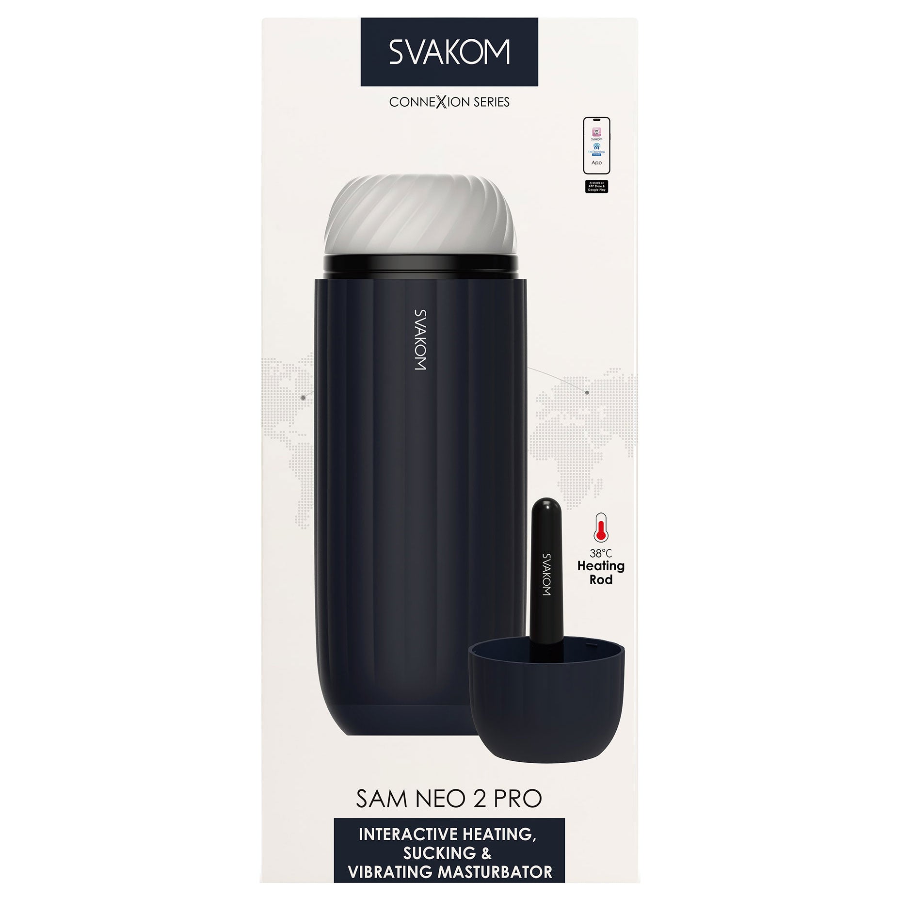 SVAKOM SAM NEO 2 PRO Interactive Heating, Sucking & Vibrating Penis Masturbator - Package