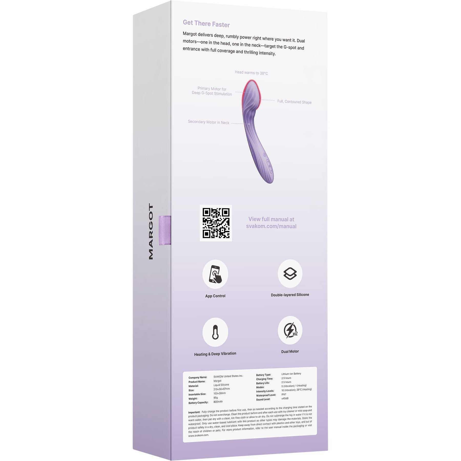 SVAKOM MARGOT Rechargeable Warming App Controlled Dual Motor Silicone G-Spot Vibrator