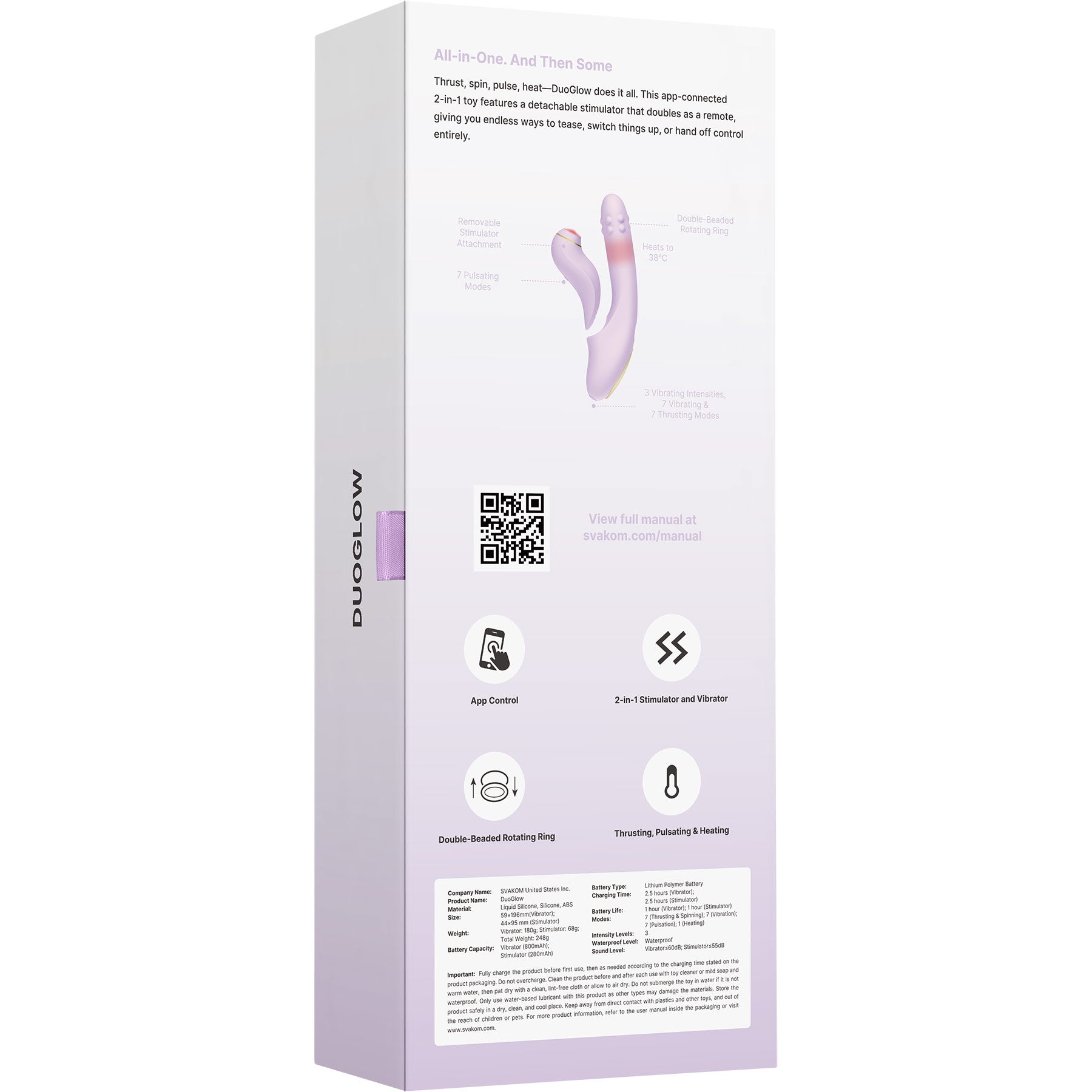 SVAKOM DUOGLOW Thrusting Beaded Vibrator With Pulsating Stimulator