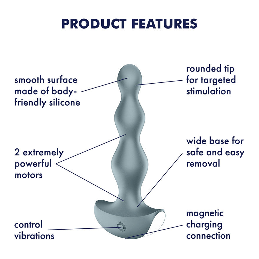 Satisfyer Lolli Plug 2 Rechargeable Waterproof Vibrating Butt Plug - Grey