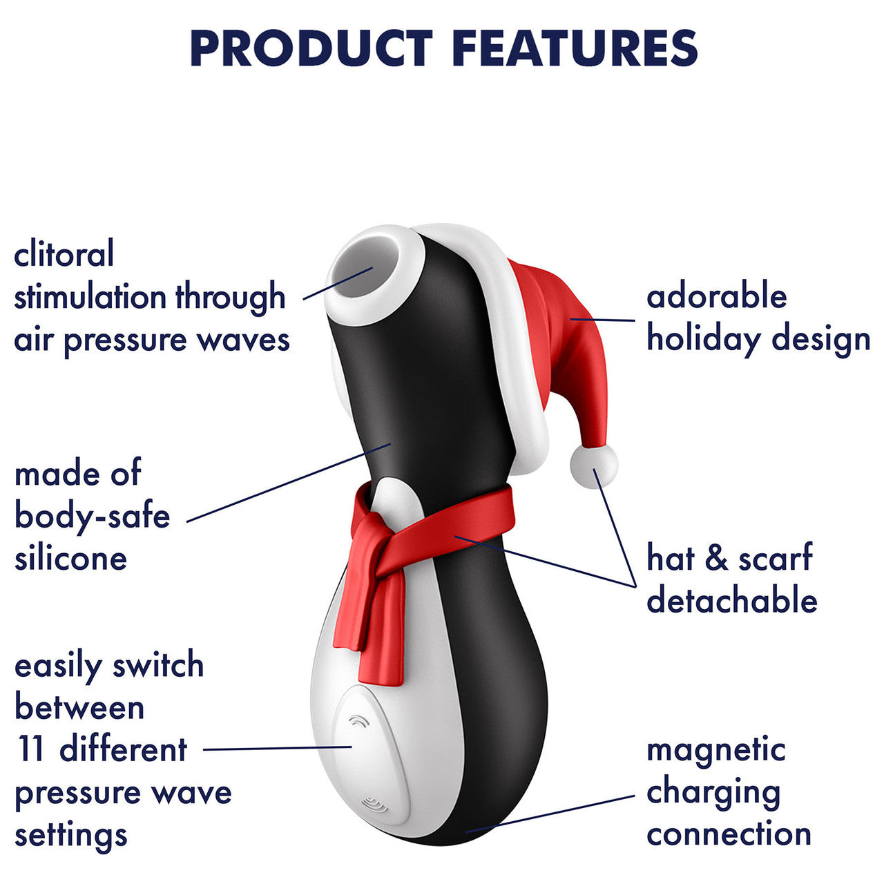 Satisfyer Penguin Holiday Edition Pressure Wave Rechargeable Waterproof Stimulator