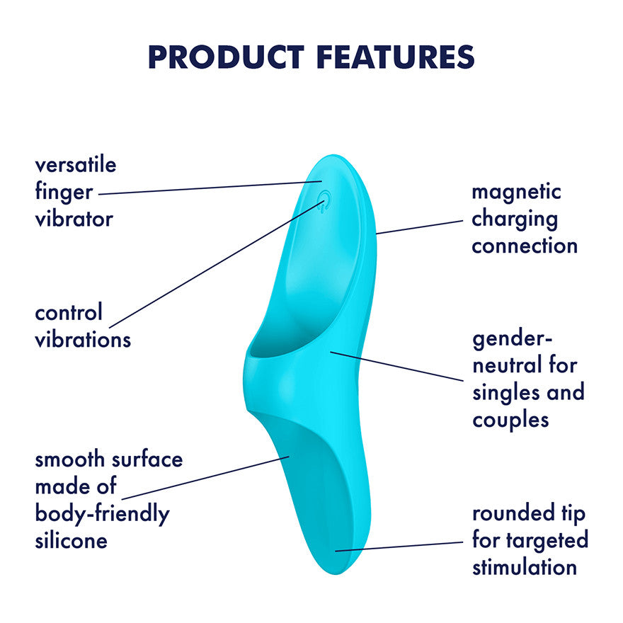 Satisfyer Teaser Rechargeable Waterproof Silicone Finger Vibrator - Blue