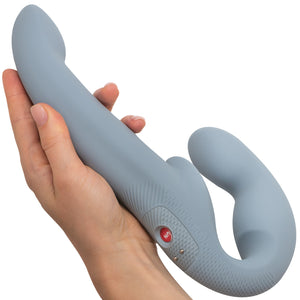 Fun Factory SHARE VIBE PRO Vibrating Silicone Double Dildo - Cool Grey