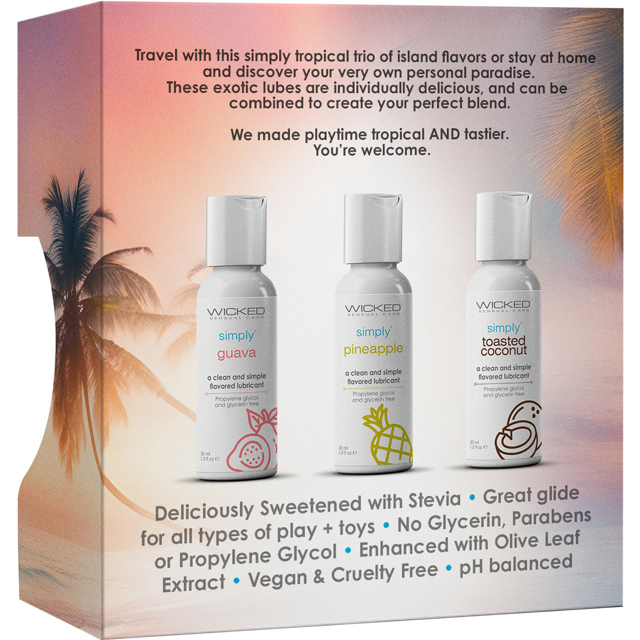 Simply Tropical Trio Personal Lubricant Set - Toasted Coconut, Pineapple & Guava 1 fl oz Each