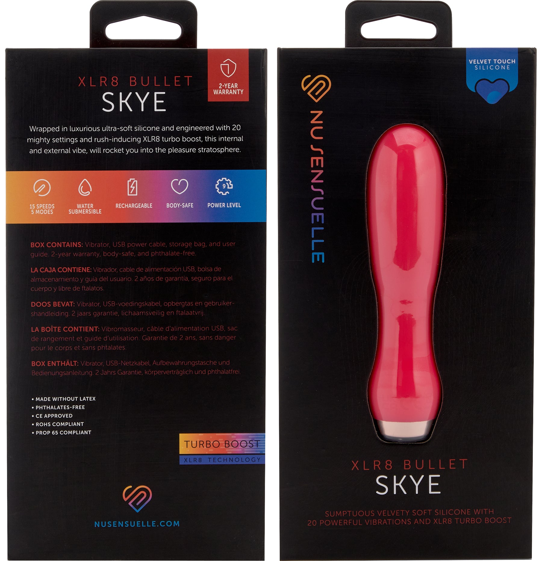 Skye XLR8 Rechargeable Silicone Bullet Vibrator With Turbo Boost By Nu Sensuelle - Pink