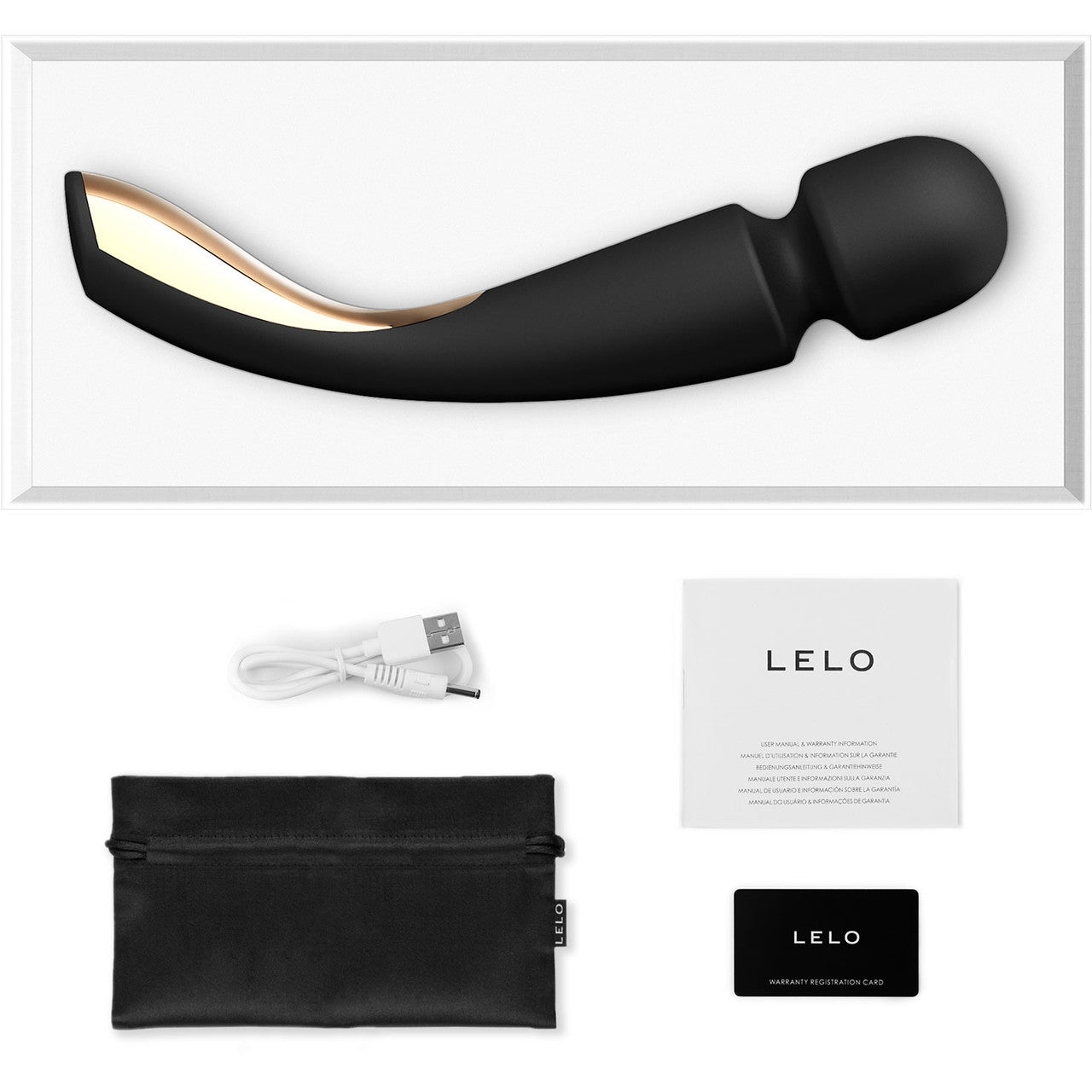 LELO Smart Wand 2 Large Rechargeable Wand Style Vibrator - Black