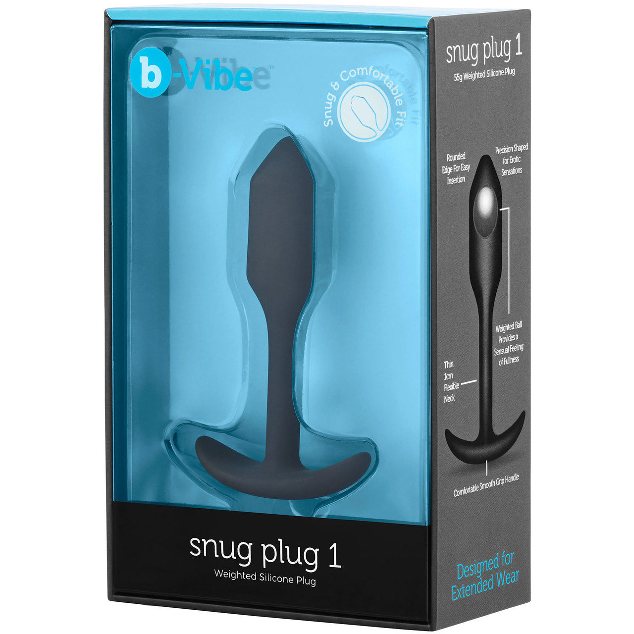 b-Vibe Snug Plug 1 Small Silicone Weighted Butt Plug - Black