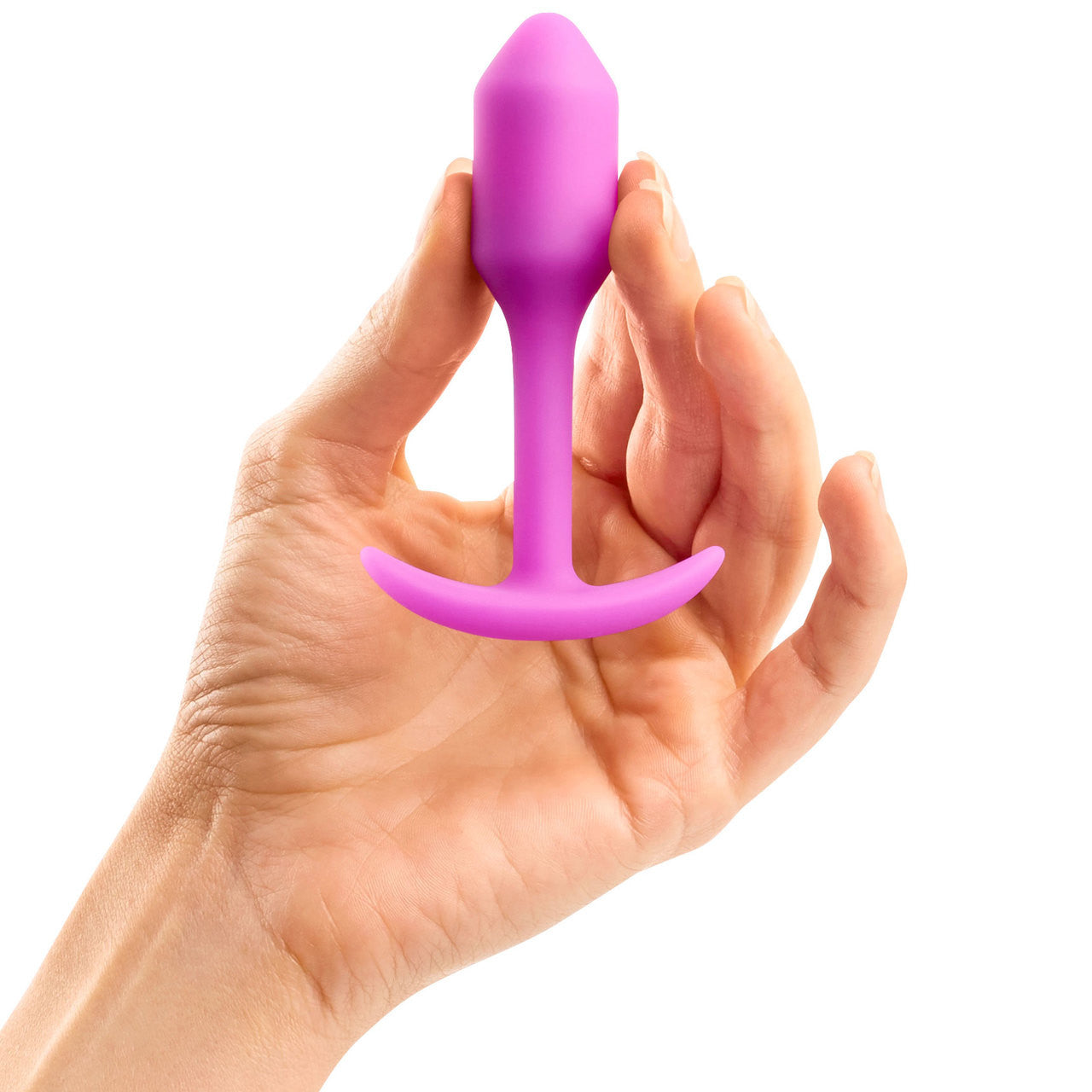 b-Vibe Snug Plug 1 Small Silicone Weighted Butt Plug - Fuchsia