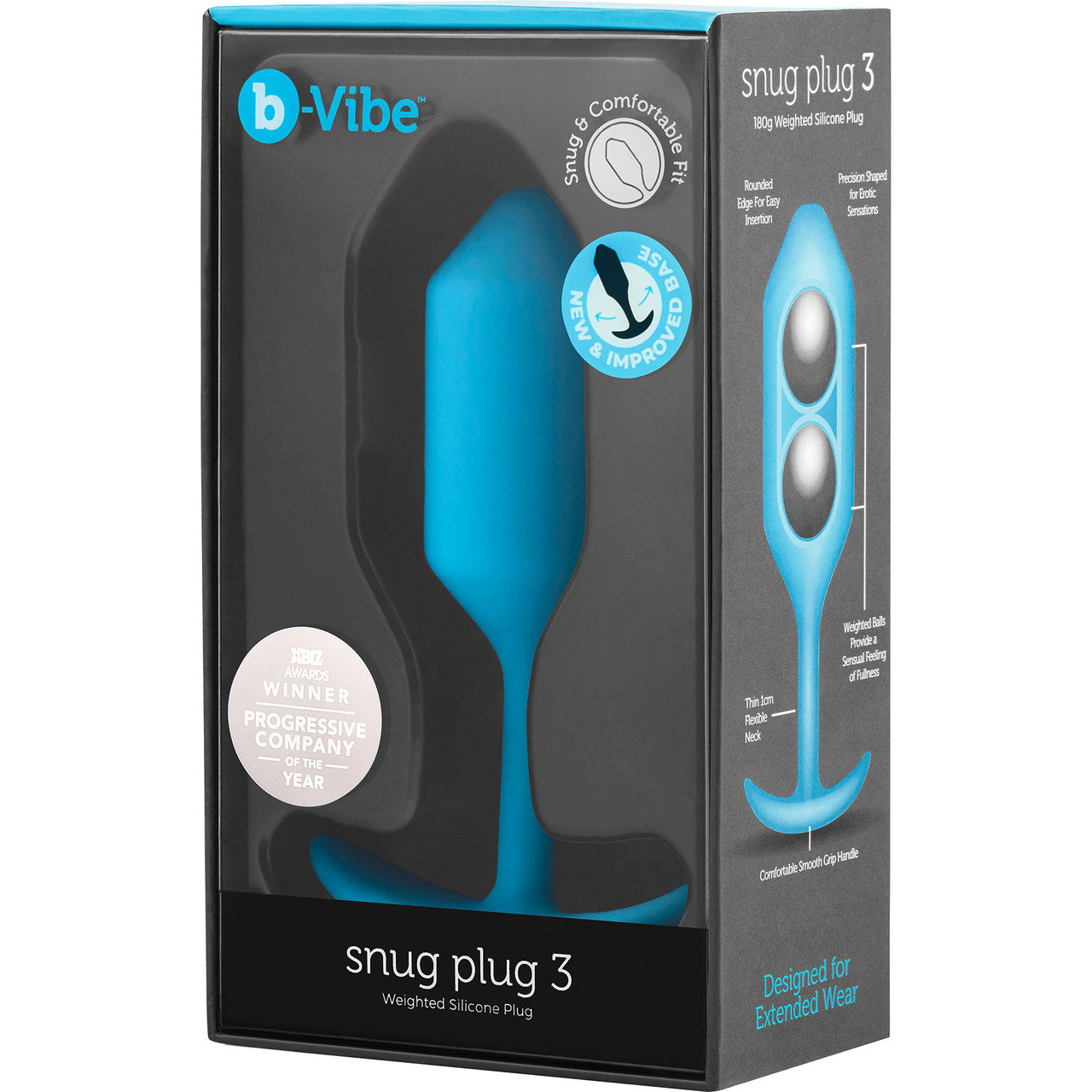 b-Vibe Snug Plug 3 Large Silicone Weighted Butt Plug - Teal