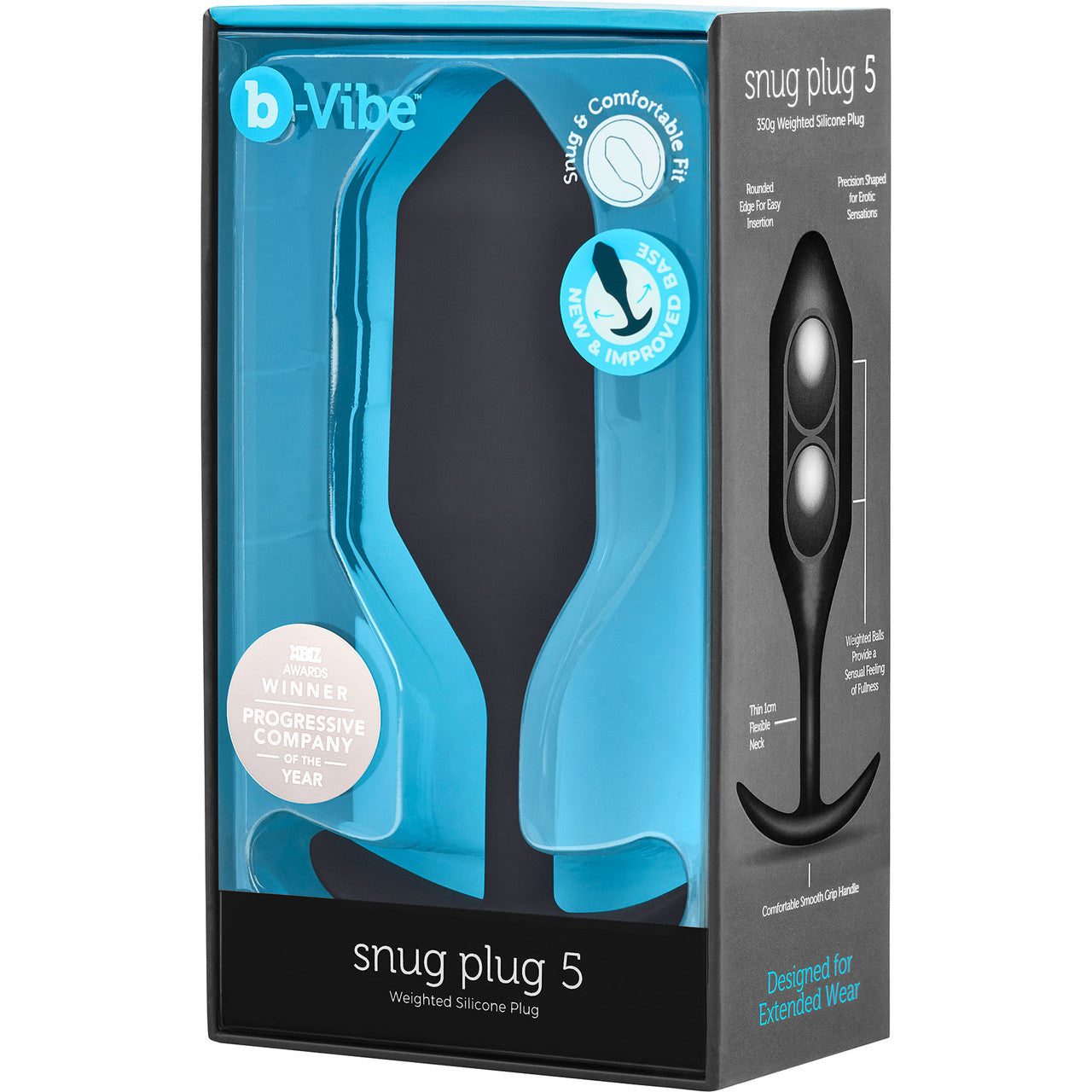 b-Vibe Snug Plug 5 XXL Silicone Weighted Butt Plug - Black